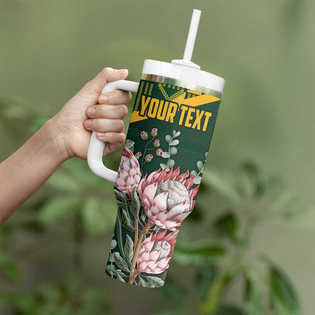 Personalized South Africa King Protea Tumbler With Handle With Kente Patterns - Wonder Print Shop