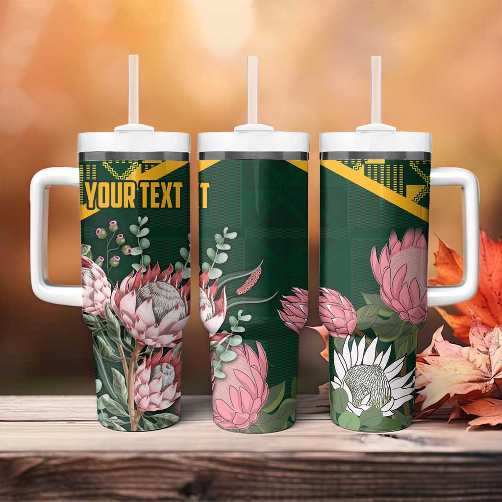 Personalized South Africa King Protea Tumbler With Handle With Kente Patterns - Wonder Print Shop