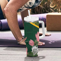 Personalized South Africa King Protea Tumbler With Handle With Kente Patterns - Wonder Print Shop