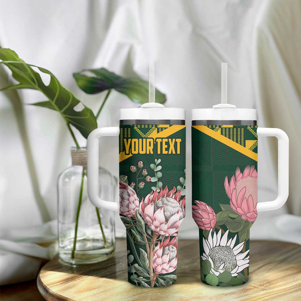 Personalized South Africa King Protea Tumbler With Handle With Kente Patterns - Wonder Print Shop