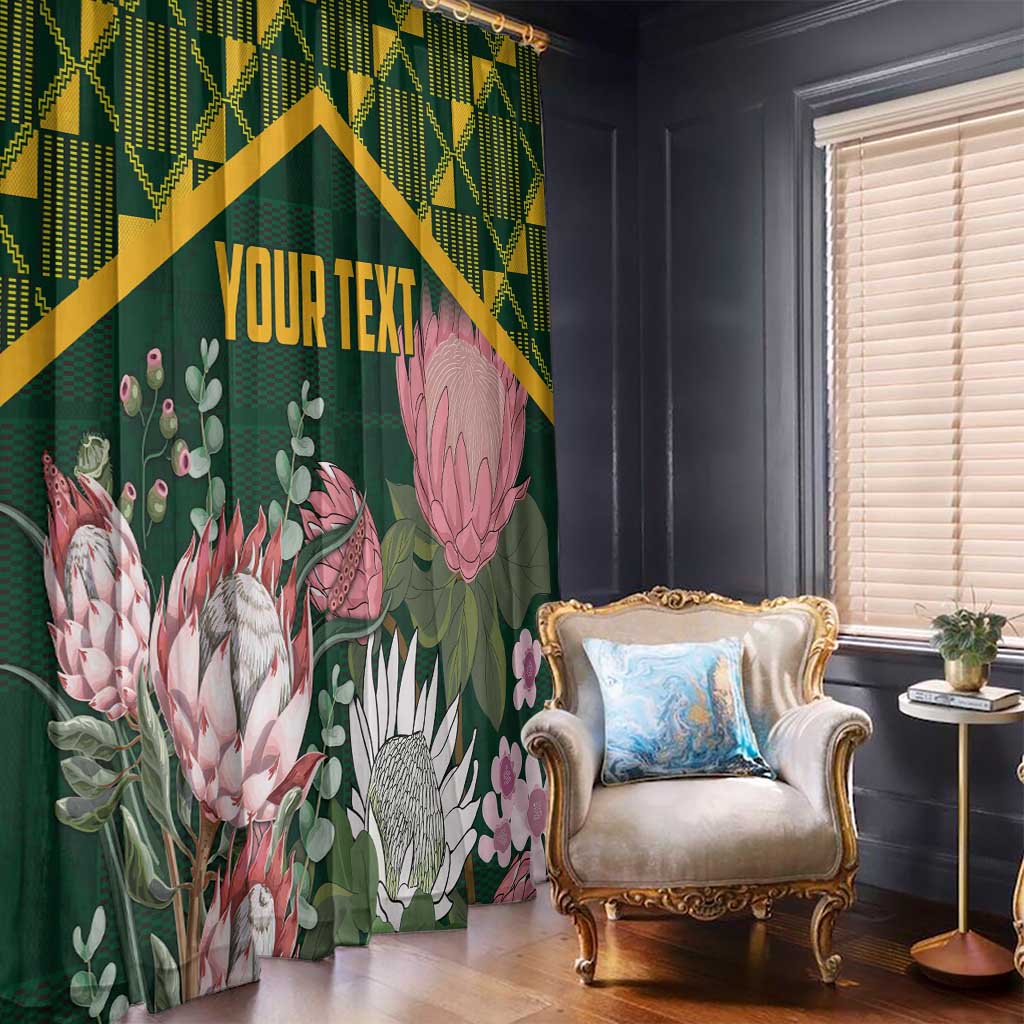 Personalized South Africa King Protea Window Curtain With Kente Patterns - Wonder Print Shop