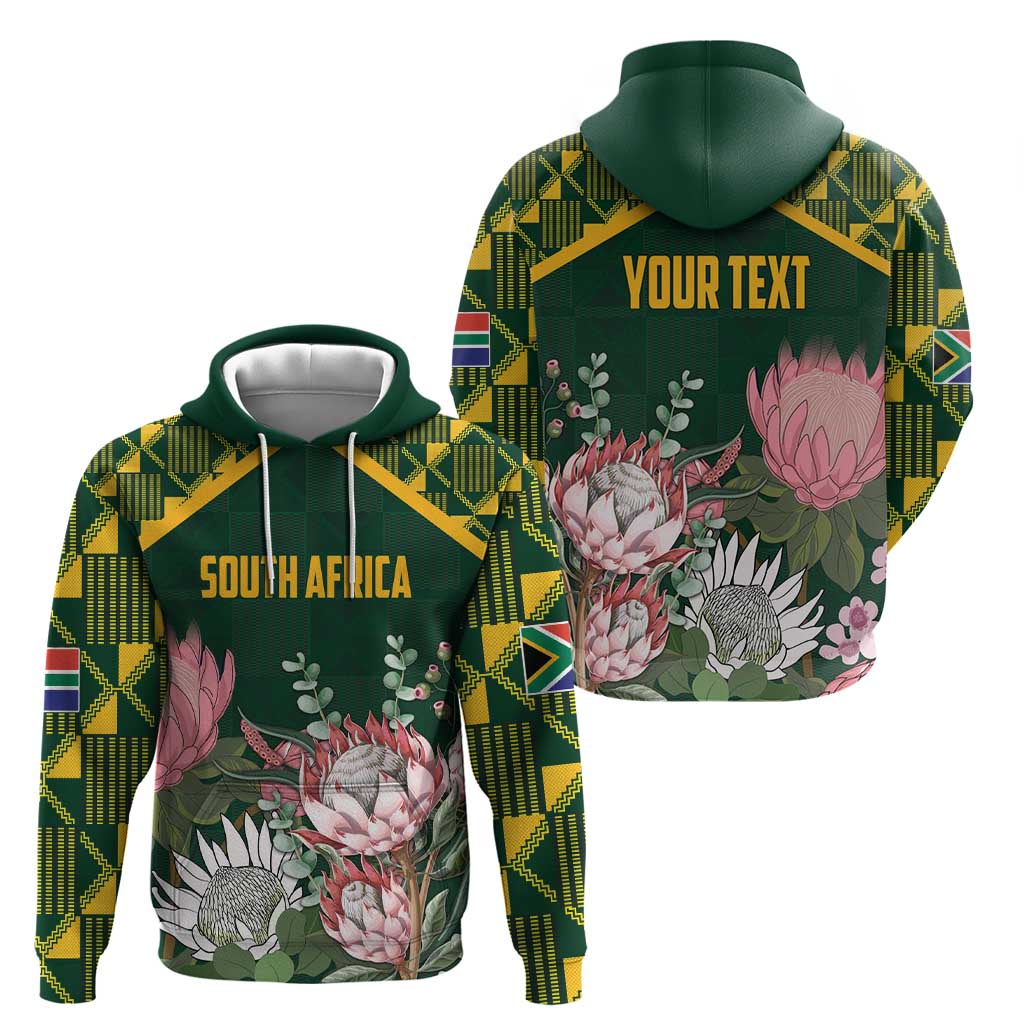 Personalized South Africa King Protea Zip Hoodie With Kente Patterns - Wonder Print Shop