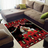 Personalized Albania Christmas Area Rug Albanian Man Playing Lahuta With Red Poppy - Wonder Print Shop