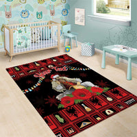 Personalized Albania Christmas Area Rug Albanian Man Playing Lahuta With Red Poppy - Wonder Print Shop