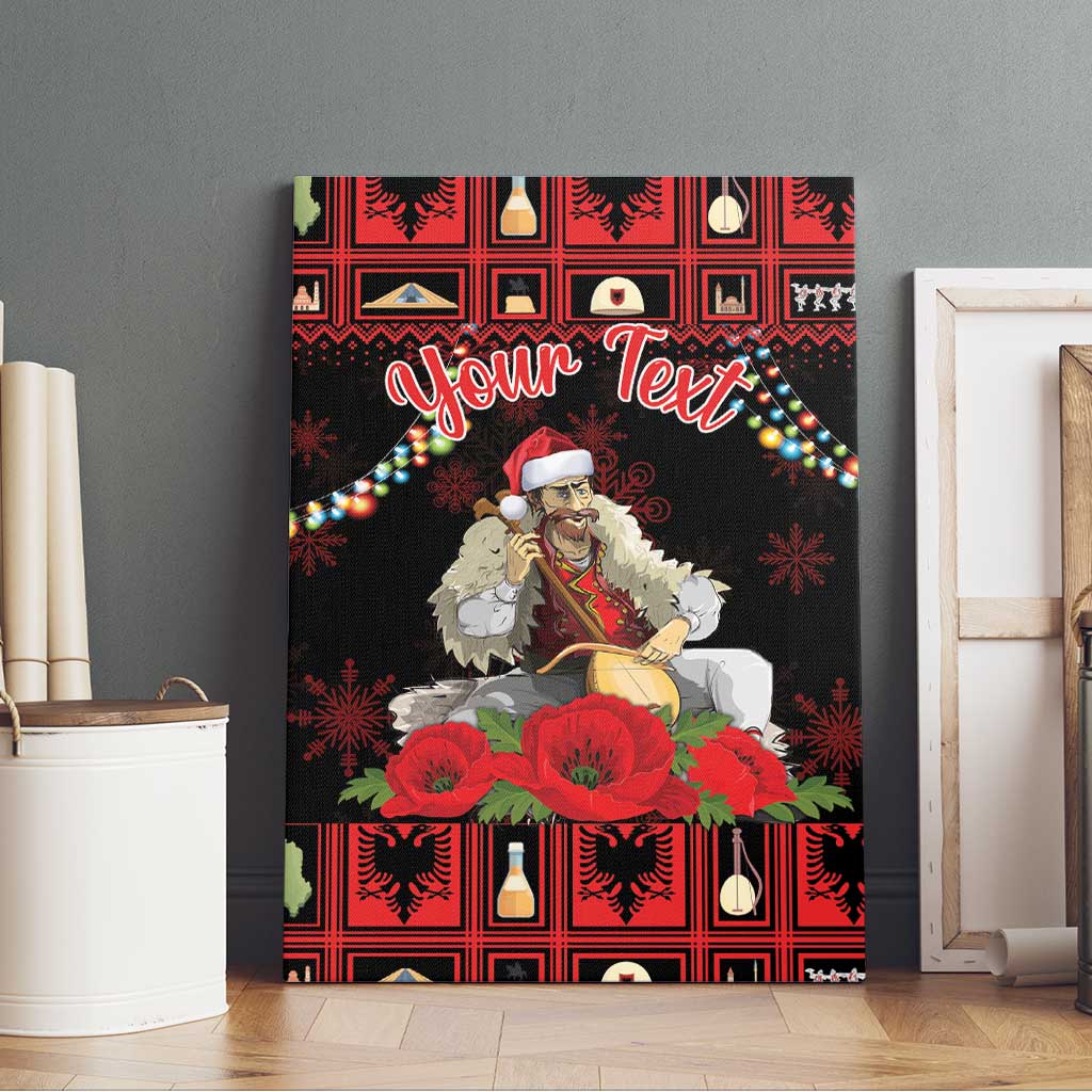 Personalized Albania Christmas Canvas Wall Art Albanian Man Playing Lahuta With Red Poppy - Wonder Print Shop