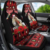 Personalized Albania Christmas Car Seat Cover Albanian Man Playing Lahuta With Red Poppy - Wonder Print Shop