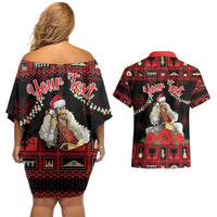 Personalized Albania Christmas Couples Matching Off Shoulder Short Dress and Hawaiian Shirt Albanian Man Playing Lahuta With Red Poppy - Wonder Print Shop
