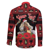 Personalized Albania Christmas Family Matching Off The Shoulder Long Sleeve Dress and Hawaiian Shirt Albanian Man Playing Lahuta With Red Poppy - Wonder Print Shop