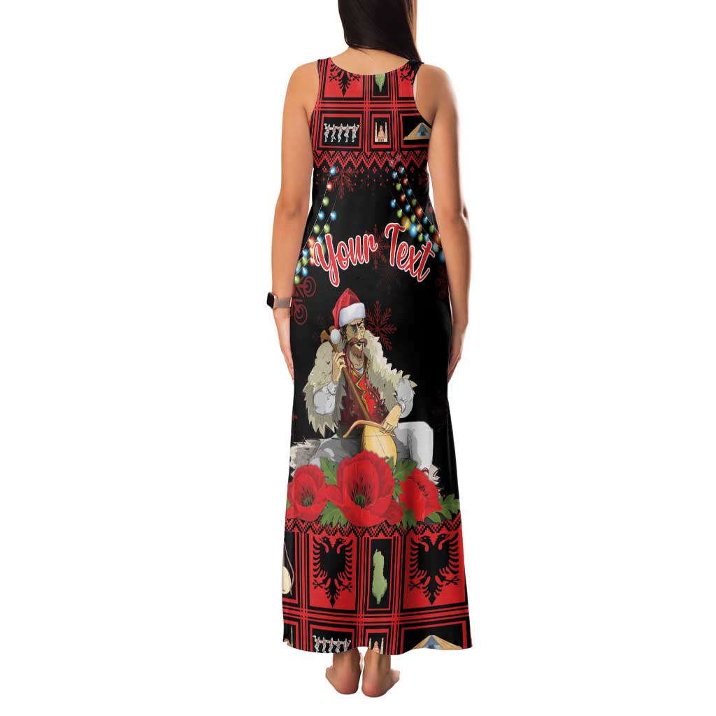 Personalized Albania Christmas Family Matching Tank Maxi Dress and Hawaiian Shirt Albanian Man Playing Lahuta With Red Poppy - Wonder Print Shop