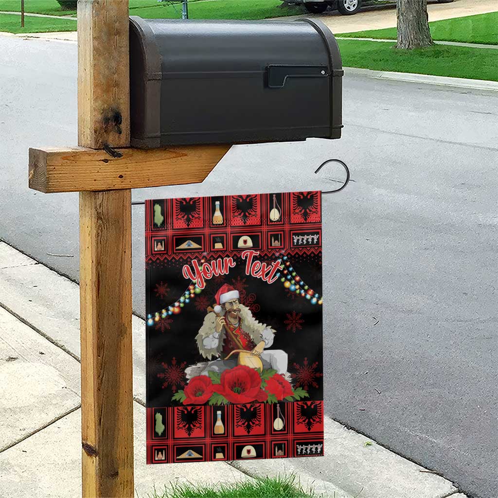 Personalized Albania Christmas Garden Flag Albanian Man Playing Lahuta With Red Poppy - Wonder Print Shop