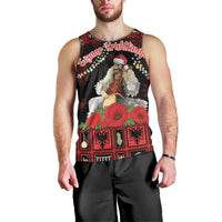 Personalized Albania Christmas Men Tank Top Albanian Man Playing Lahuta With Red Poppy - Wonder Print Shop