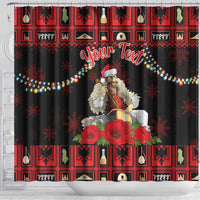 Personalized Albania Christmas Shower Curtain Albanian Man Playing Lahuta With Red Poppy