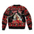 Personalized Albania Christmas Sleeve Zip Bomber Jacket Albanian Man Playing Lahuta With Red Poppy - Wonder Print Shop