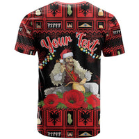 Personalized Albania Christmas T Shirt Albanian Man Playing Lahuta With Red Poppy - Wonder Print Shop