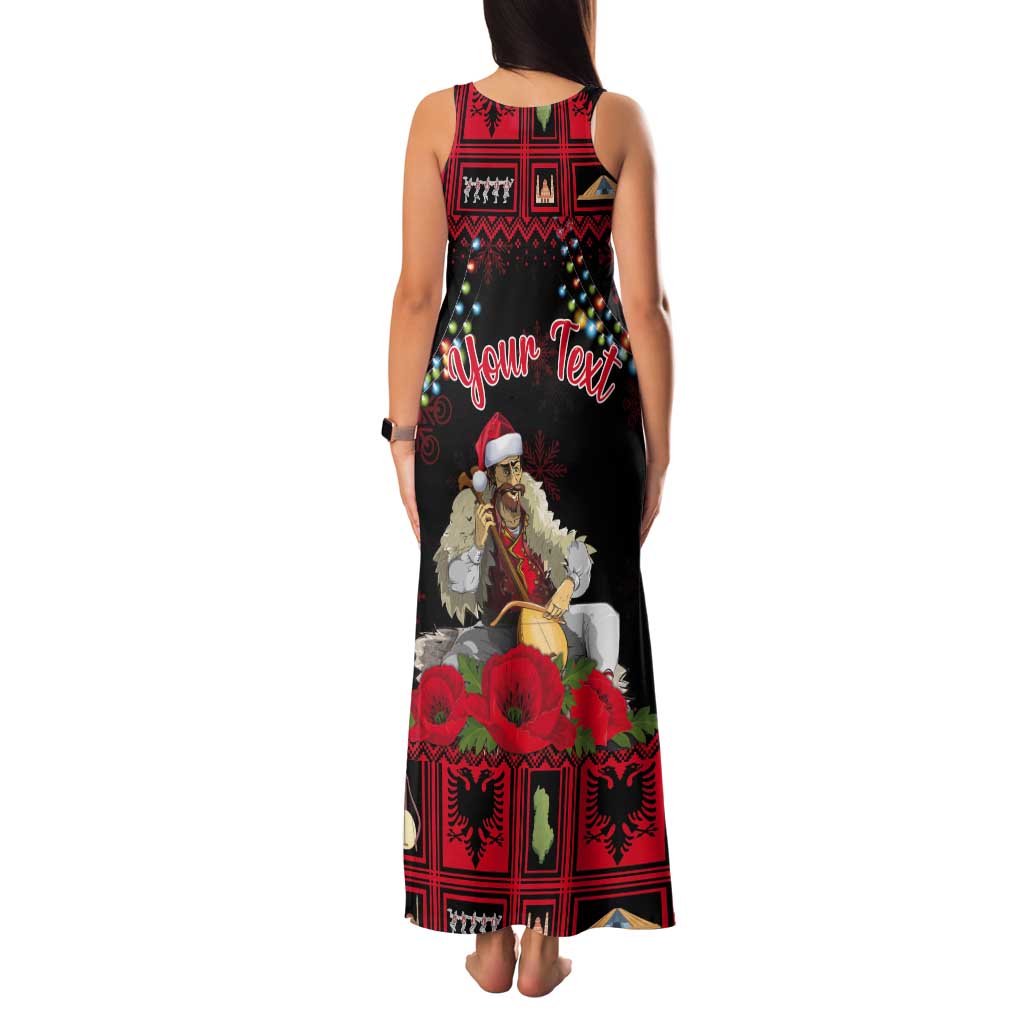 Personalized Albania Christmas Tank Maxi Dress Albanian Man Playing Lahuta With Red Poppy - Wonder Print Shop