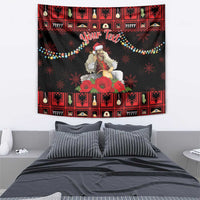 Personalized Albania Christmas Tapestry Albanian Man Playing Lahuta With Red Poppy - Wonder Print Shop