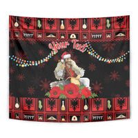 Personalized Albania Christmas Tapestry Albanian Man Playing Lahuta With Red Poppy - Wonder Print Shop
