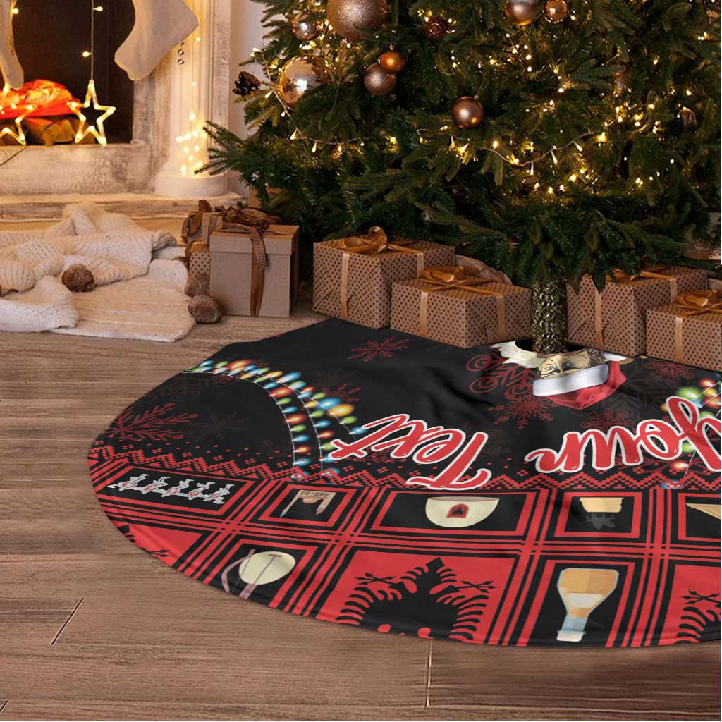 Personalized Albania Christmas Tree Skirt Albanian Man Playing Lahuta With Red Poppy - Wonder Print Shop