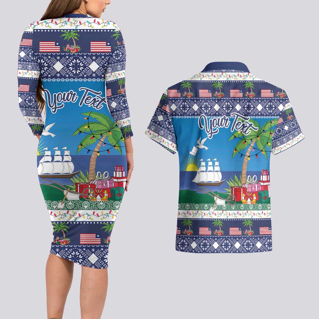 Personalized Liberia Christmas Couples Matching Long Sleeve Bodycon Dress and Hawaiian Shirt The Love of Liberty Brought Us Here - Wonder Print Shop