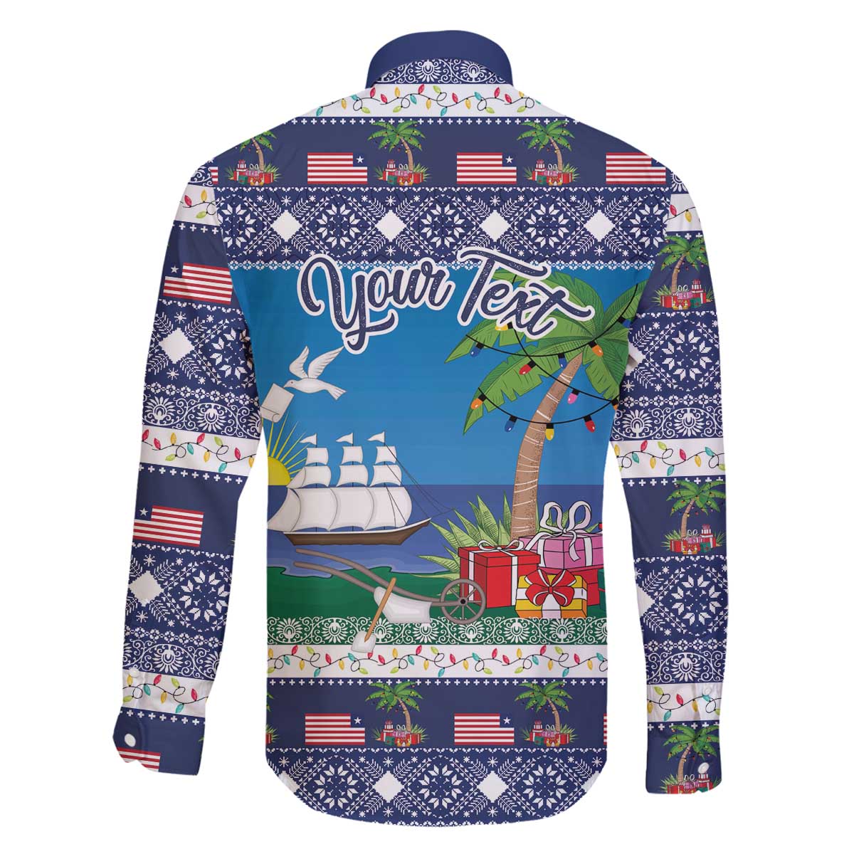 Personalized Liberia Christmas Family Matching Off The Shoulder Long Sleeve Dress and Hawaiian Shirt The Love of Liberty Brought Us Here - Wonder Print Shop