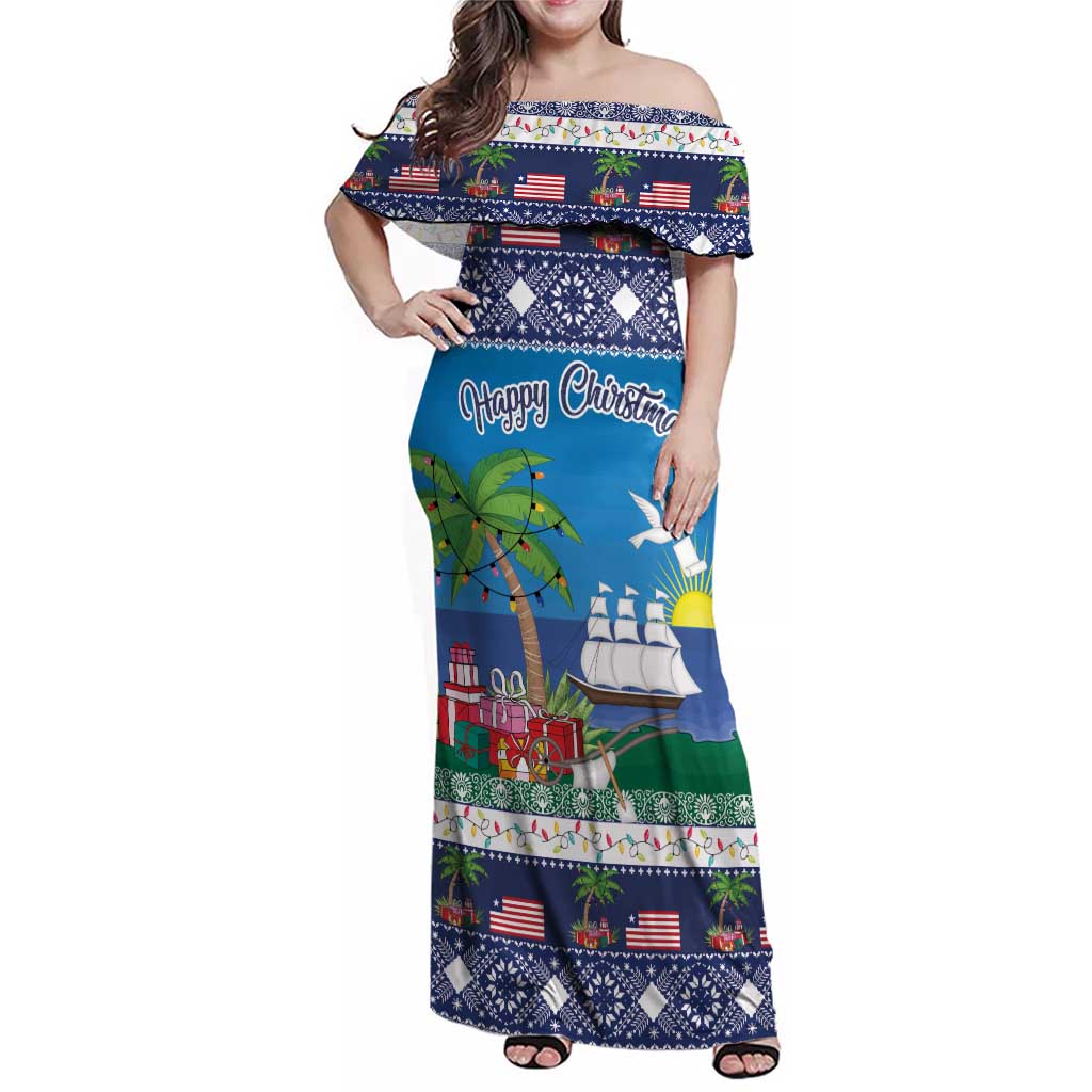 Personalized Liberia Christmas Family Matching Off Shoulder Maxi Dress and Hawaiian Shirt The Love of Liberty Brought Us Here - Wonder Print Shop