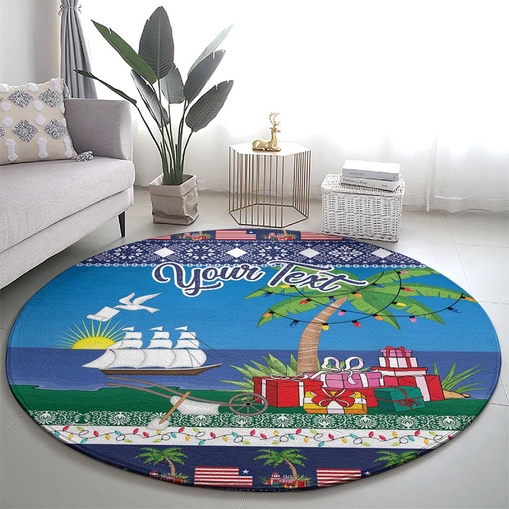 Personalized Liberia Christmas Round Carpet The Love of Liberty Brought Us Here
