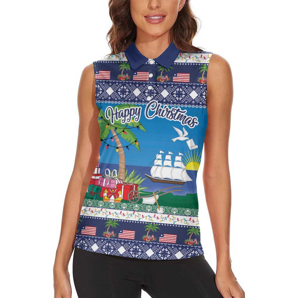 Personalized Liberia Christmas Women Sleeveless Polo Shirt The Love of Liberty Brought Us Here - Wonder Print Shop