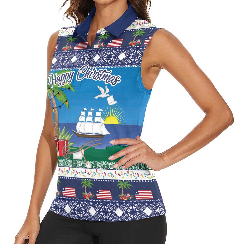 Personalized Liberia Christmas Women Sleeveless Polo Shirt The Love of Liberty Brought Us Here - Wonder Print Shop