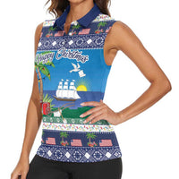 Personalized Liberia Christmas Women Sleeveless Polo Shirt The Love of Liberty Brought Us Here - Wonder Print Shop