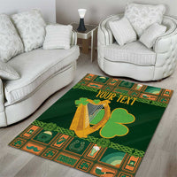 Personalized Ireland Christmas Area Rug Irish Harp With Lucky Shamrock - Wonder Print Shop