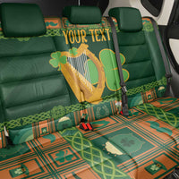 Personalized Ireland Christmas Back Car Seat Cover Irish Harp With Lucky Shamrock - Wonder Print Shop