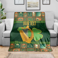 Personalized Ireland Christmas Blanket Irish Harp With Lucky Shamrock
