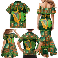 Personalized Ireland Christmas Family Matching Mermaid Dress and Hawaiian Shirt Irish Harp With Lucky Shamrock - Wonder Print Shop