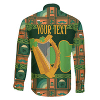 Personalized Ireland Christmas Family Matching Off The Shoulder Long Sleeve Dress and Hawaiian Shirt Irish Harp With Lucky Shamrock - Wonder Print Shop