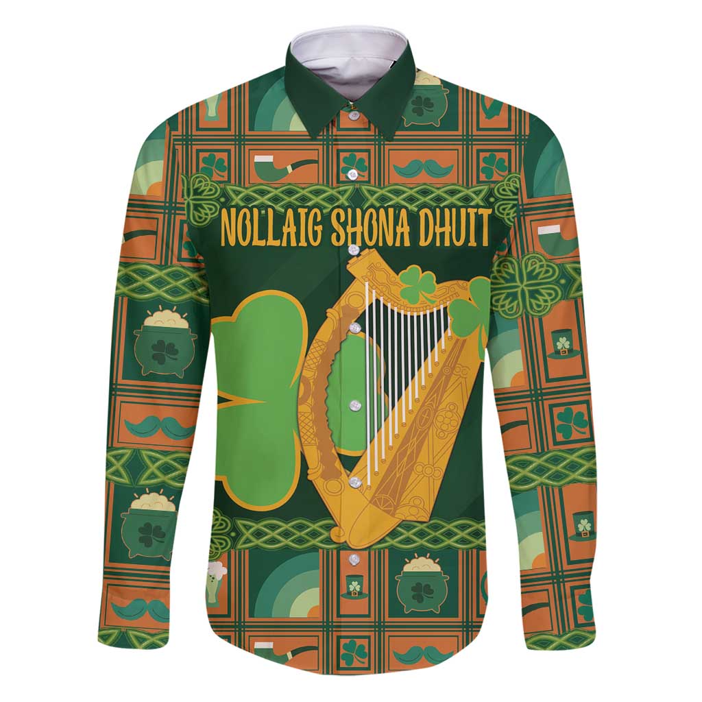 Personalized Ireland Christmas Family Matching Puletasi and Hawaiian Shirt Irish Harp With Lucky Shamrock - Wonder Print Shop
