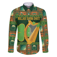Personalized Ireland Christmas Family Matching Puletasi and Hawaiian Shirt Irish Harp With Lucky Shamrock - Wonder Print Shop