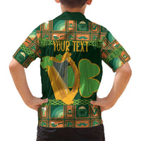 Personalized Ireland Christmas Family Matching Short Sleeve Bodycon Dress and Hawaiian Shirt Irish Harp With Lucky Shamrock - Wonder Print Shop