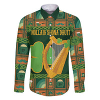 Personalized Ireland Christmas Family Matching Short Sleeve Bodycon Dress and Hawaiian Shirt Irish Harp With Lucky Shamrock - Wonder Print Shop