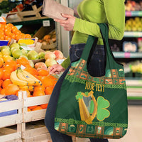 Personalized Ireland Christmas Grocery Bag Irish Harp With Lucky Shamrock