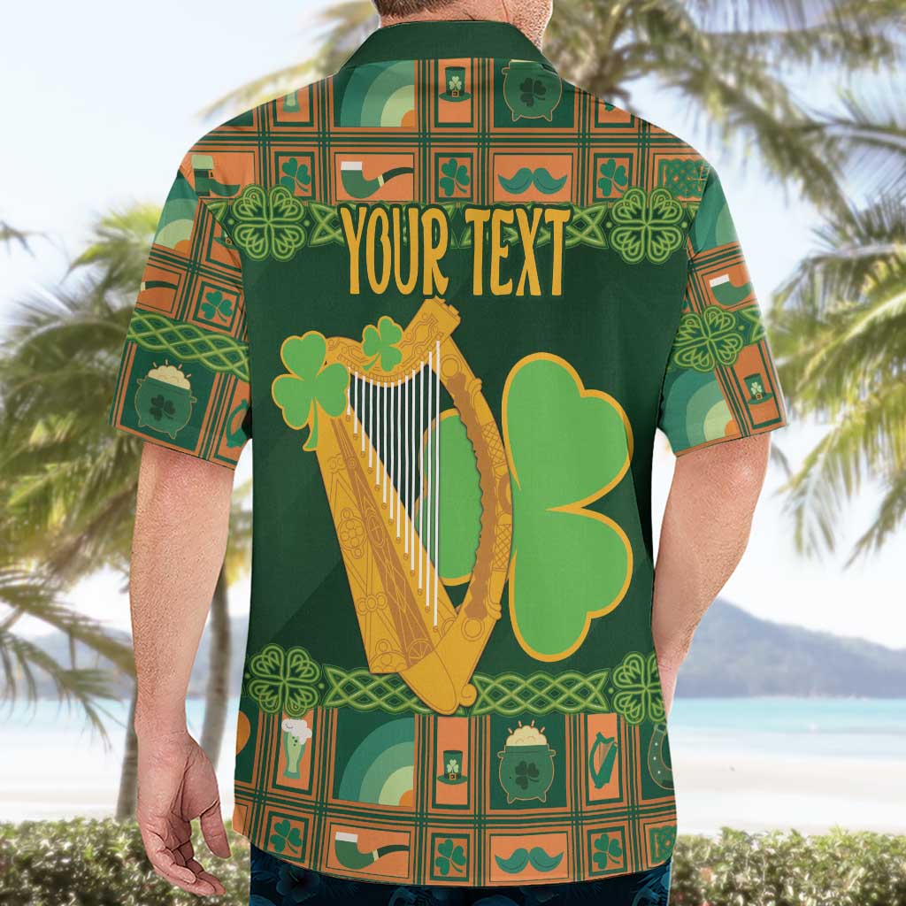 Personalized Ireland Christmas Hawaiian Shirt Irish Harp With Lucky Shamrock - Wonder Print Shop