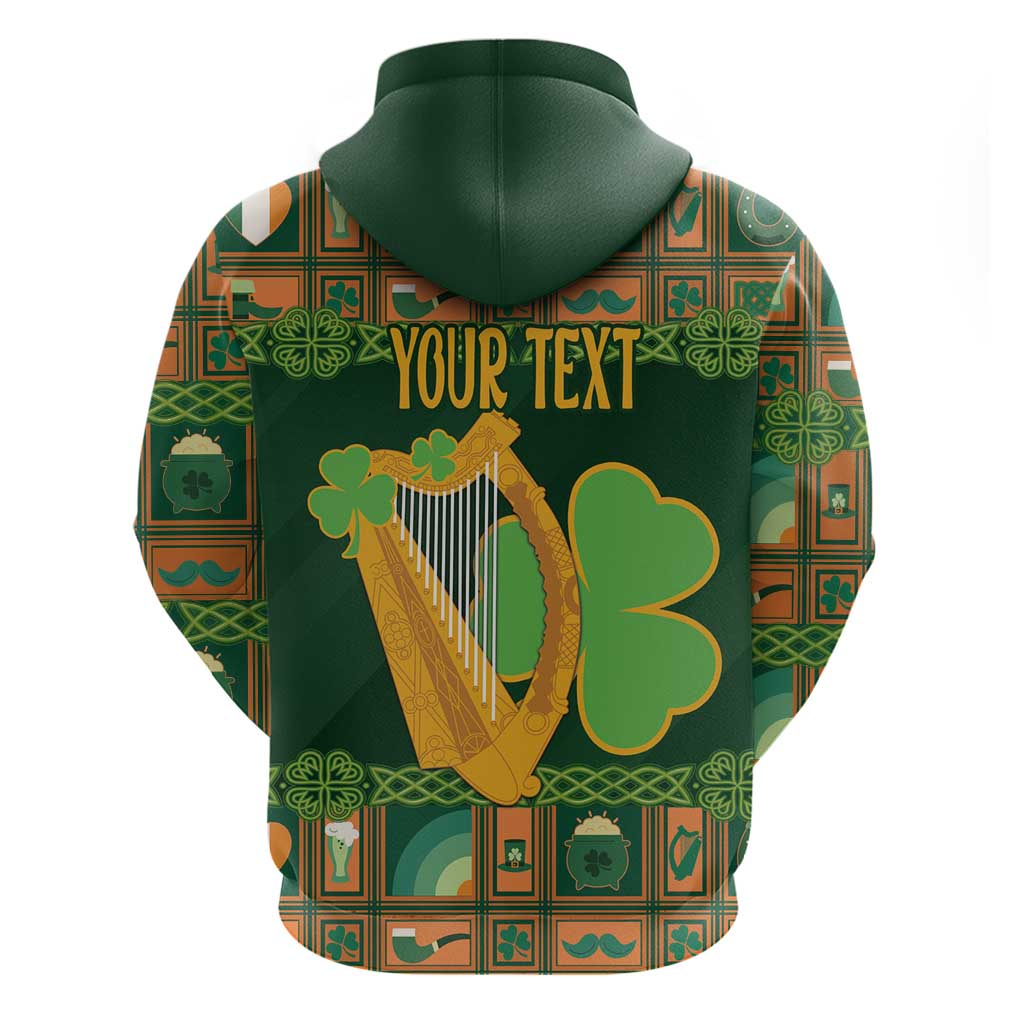 Personalized Ireland Christmas Hoodie Irish Harp With Lucky Shamrock - Wonder Print Shop