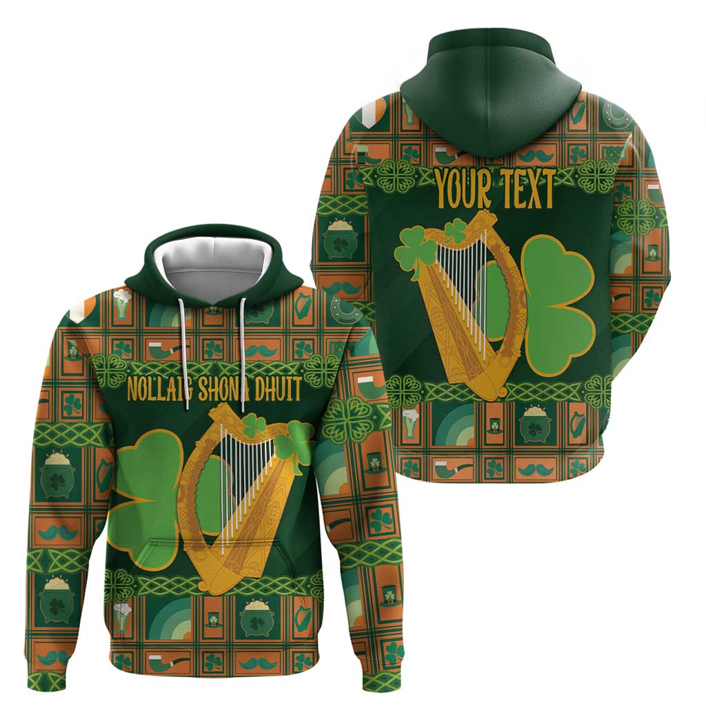 Personalized Ireland Christmas Hoodie Irish Harp With Lucky Shamrock - Wonder Print Shop