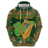 Personalized Ireland Christmas Hoodie Irish Harp With Lucky Shamrock - Wonder Print Shop