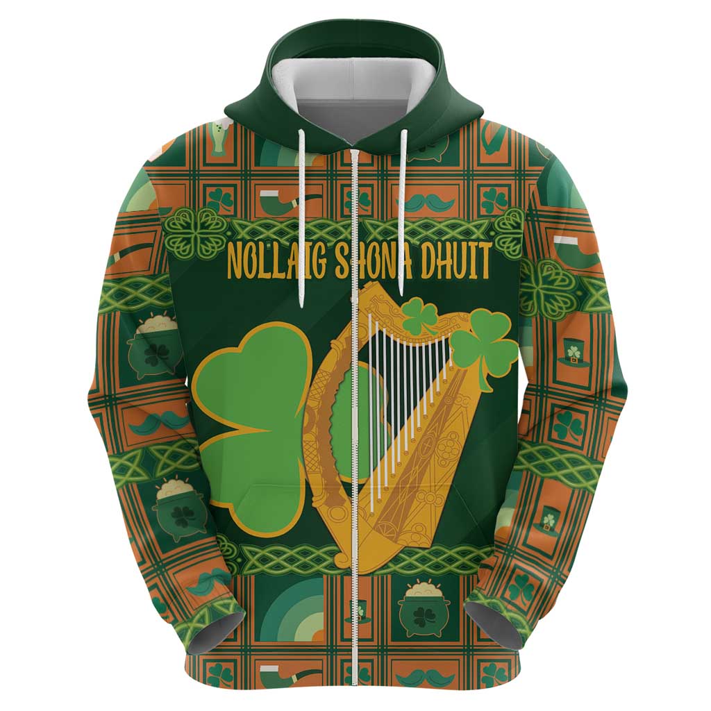 Personalized Ireland Christmas Hoodie Irish Harp With Lucky Shamrock - Wonder Print Shop