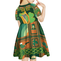 Personalized Ireland Christmas Kid Short Sleeve Dress Irish Harp With Lucky Shamrock - Wonder Print Shop