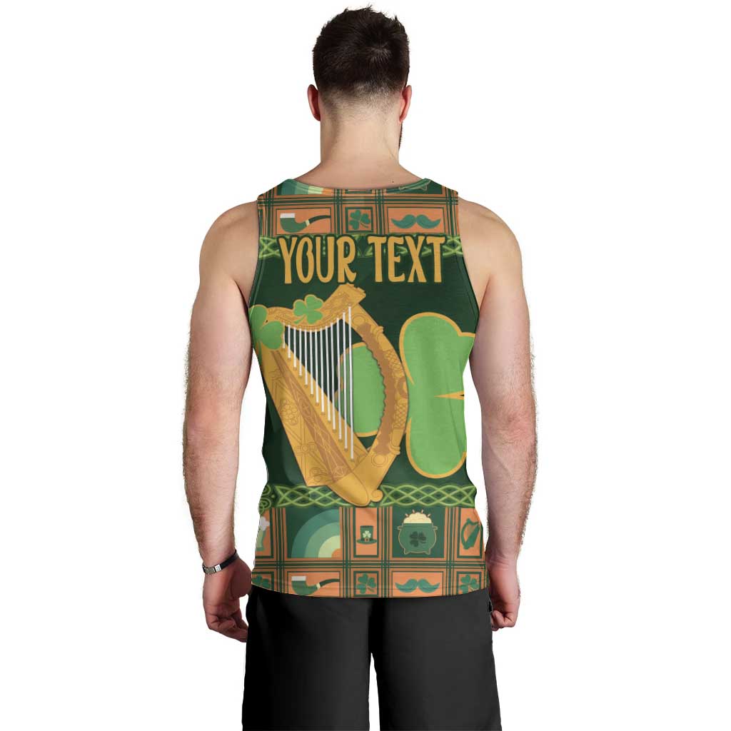 Personalized Ireland Christmas Men Tank Top Irish Harp With Lucky Shamrock - Wonder Print Shop