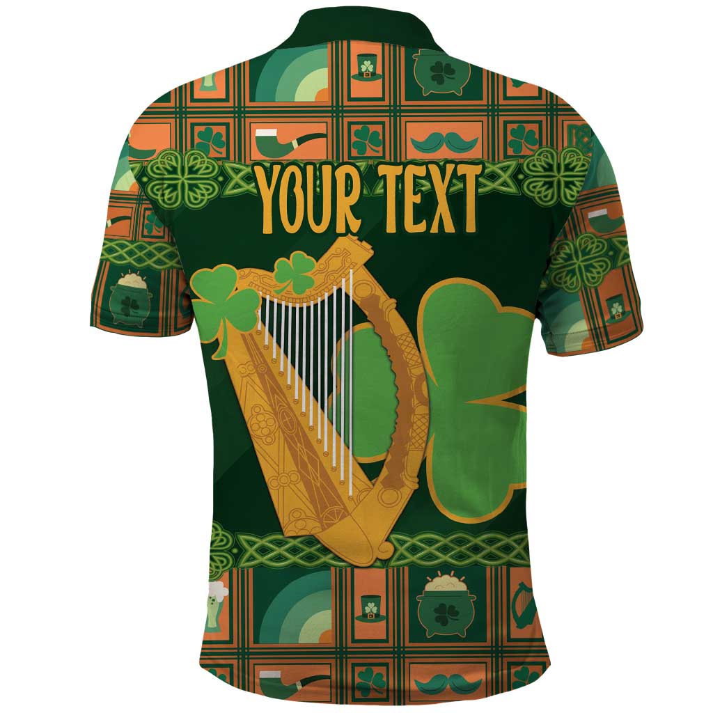 Personalized Ireland Christmas Polo Shirt Irish Harp With Lucky Shamrock - Wonder Print Shop