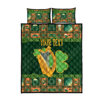 Personalized Ireland Christmas Quilt Bed Set Irish Harp With Lucky Shamrock - Wonder Print Shop