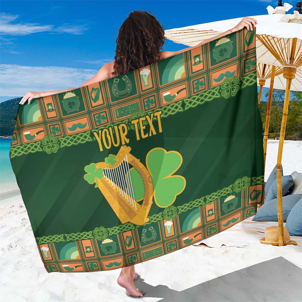 Personalized Ireland Christmas Sarong Irish Harp With Lucky Shamrock - Wonder Print Shop