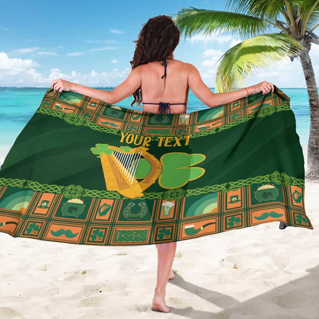 Personalized Ireland Christmas Sarong Irish Harp With Lucky Shamrock - Wonder Print Shop